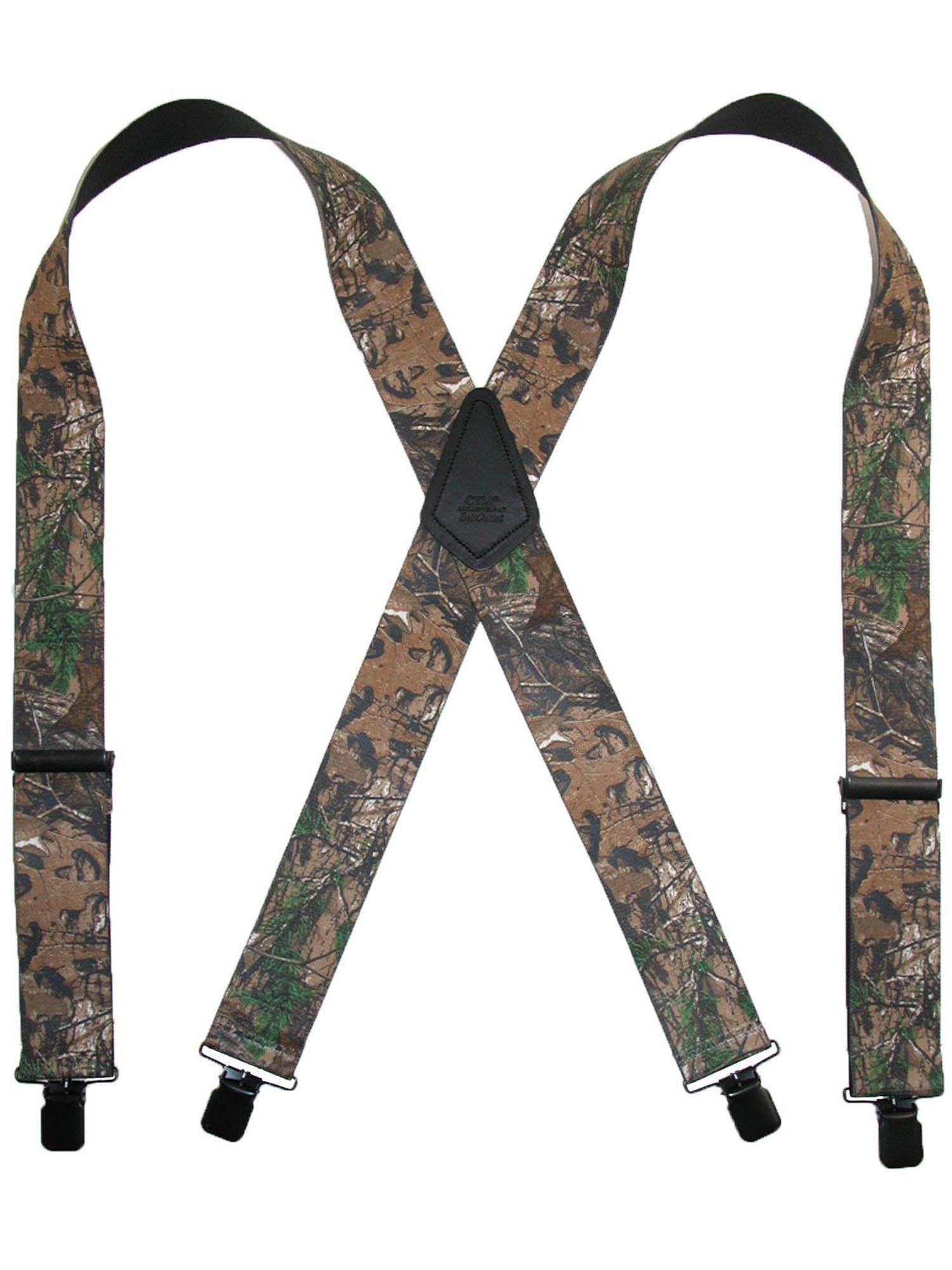 New CTM Men/'s Leather Clip End Suspenders with Buckle Strap Tall Available